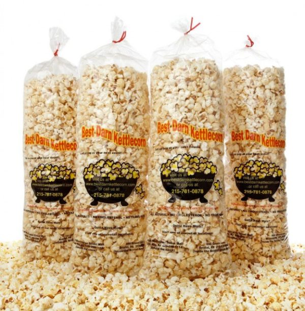 Four large bags filled with delicious Best Darn Kettlecorn
